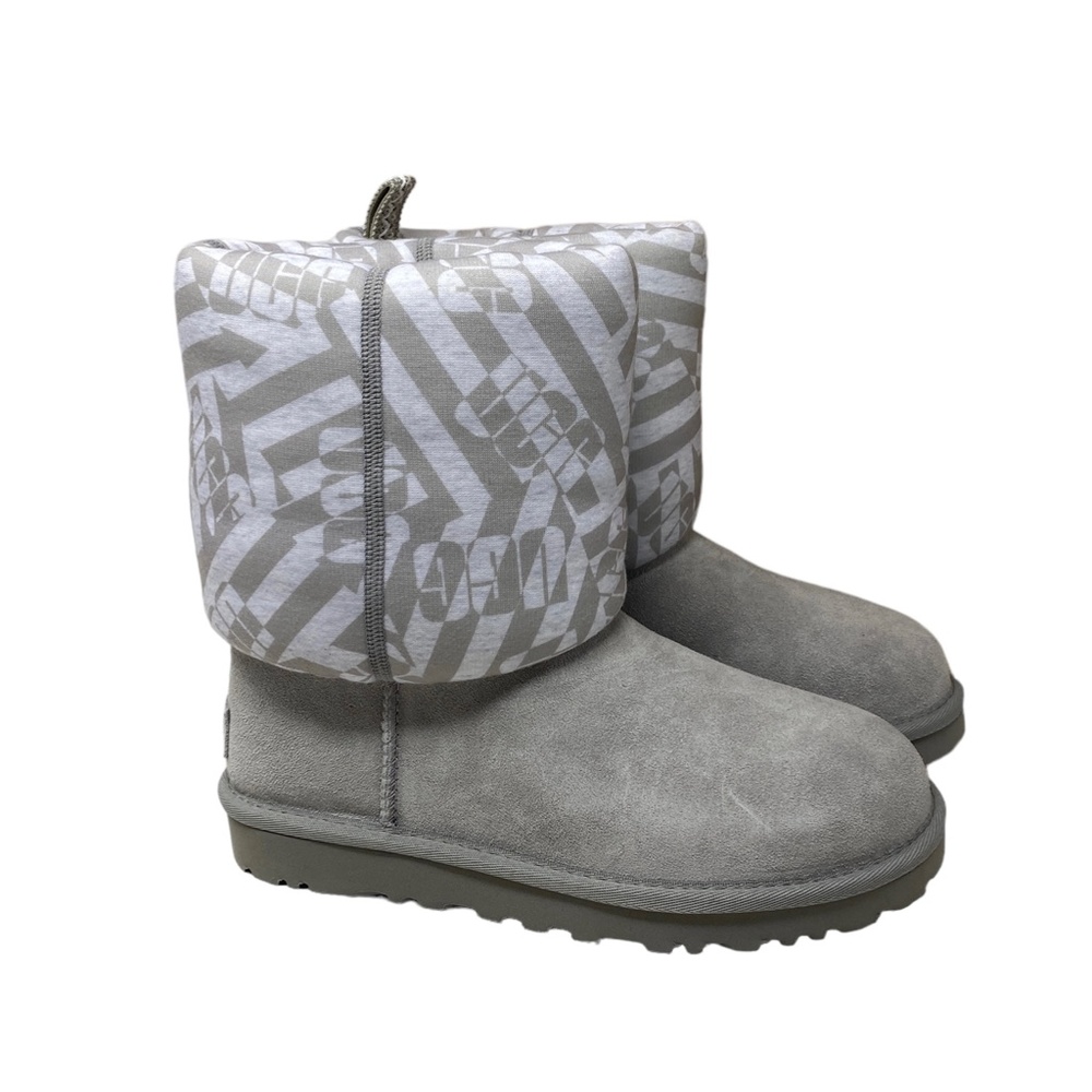 UGG Classic Short Jersey Stripe Gray Suede Boots Winter Women's Size 1138431 SEL - Picture 8 of 11